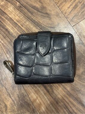 Mulberry vintage black bifold wallet croc printed